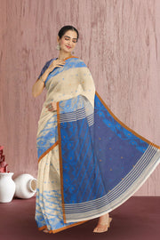 Cream Bengal Handwoven Jamdani Style Cotton Saree 10075330