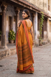 Mustard Yellow Handloom Kanchi Silk Cotton Saree 10078001
