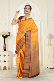 Yellow Kanjivaram Vegan Silk Saree 10076040