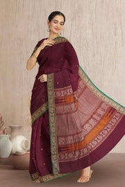 Maroon Kanchi Cotton Saree 10069235