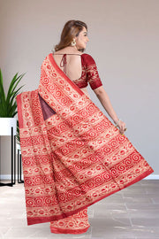 Mauve Printed Tussar Silk Saree 10076290