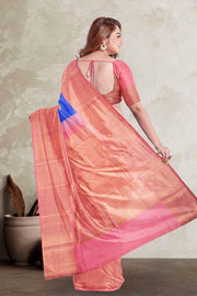 Cobalt Blue Korvai Kanjivaram Silk Saree 10075670