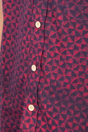 Indigo Handblock Print Pre-Washed Pure Cotton Crop Shirt 10074617