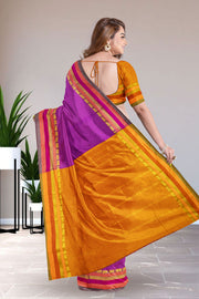 Ocean Purple Kanjivaram Vegan Silk Saree 10075544