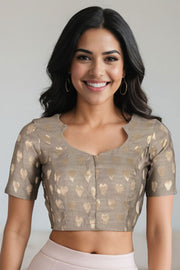 Green Banarasi Chiniya Silk Blouse 10075003