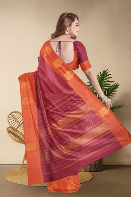 Burgundy Kanjivaram Silk Saree with Checks Design 10075638