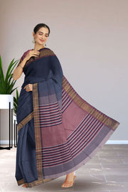 Grey Maheshwari Silk Cotton Saree 10075244