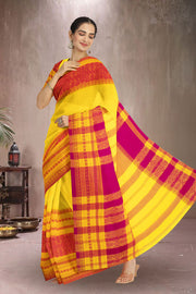 Yellow Bengal Handwoven Cotton Saree 10075300