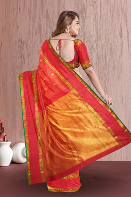  Persian Red  Kanjivaram Silk Saree with Checks Design 10075630