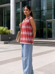 Red Bagh Printed Women Sleevless Shirt 10077184