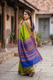 Green Handloom Kanchi Silk Cotton Saree 10077991
