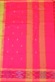 Green Kanjivaram Silk Cotton Saree with Ikat Border 10077975