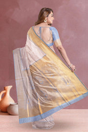 Kanjivaram Tissue Visose Vegan Silk Saree in Gold & Silver Zari Body and Gold Tissue Pallu 10075575
