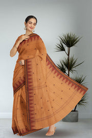 Beige Handloom Chettinad Cotton Saree Without Blouse 10075128