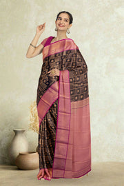 Black Kanjivaram Vegan Silk Saree 10076033