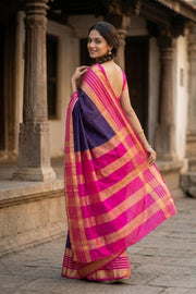 Deep Voilet Semi Mysore Crepe Silk Saree 10077823