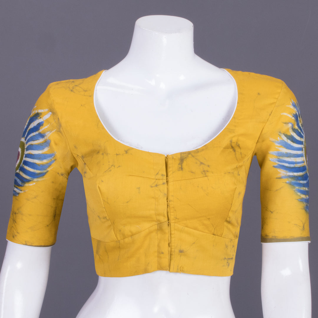 Yellow Batik Handpainted Cotton Blouse 10070202
