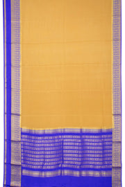 Desert Gold Beige with Blue Mysore Crepe Silk Saree With Zari Border 10076663