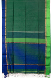 Green Maheshwari Silk Cotton Saree 10076365