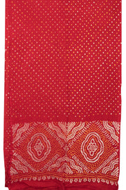 Red Handcrafted Bandhani Cotton Saree  - Avishya