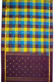 Multi Colour Kanjivaram Pure Silk Saree with Checks Design 10076068 