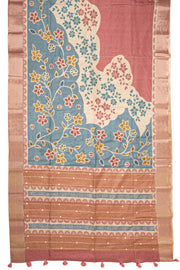 Pink Printed Semi Tussar Silk Saree 10077984