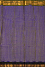 Purple Handloom Kuttu Gadwal Cotton Saree With Silk Zari Border 10077073