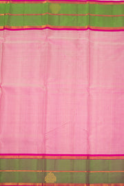 Mushroom Grey Kanjivaram Pure Silk Saree With Stripes Design And Thandavalam Border 10076769