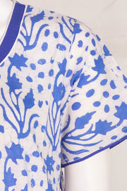 White Batik Printed Cotton Nightwear 10076177