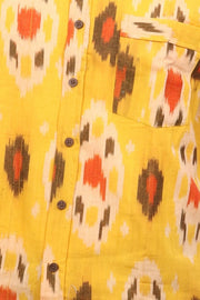 Yellow Half Sleeve Handloom Ikat Cotton Men's Shirt 10077858