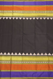 Black Kanjivaram Pure Silk Saree With Temple Mega Border 10077911