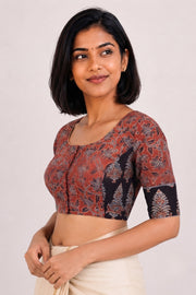 Red Ajrakh Printed Cotton Blouse 10073360