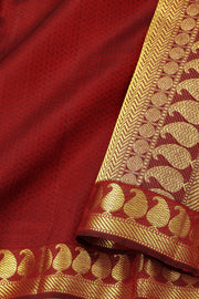 Maroon Monotone Kanjivaram Pure Silk Saree With Zari Border 10077915