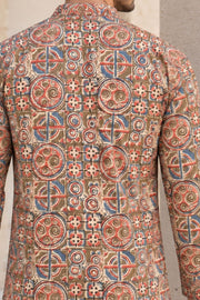 Beige Full Sleeve Kalamkari Print Raglan Men's Shirt 10077848