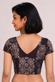 Black Hand Block Ajrakh Printed Cotton Blouse 10074451