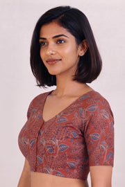 Maroon Ajrakh Printed Cotton Blouse 10070841