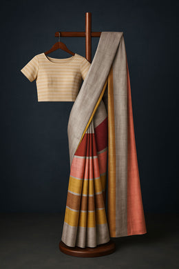 Multicolour Handwoven Chanderi Saree 10075514