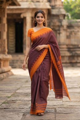 Dual Tone Pink Handloom Korvai Kanchi Cotton Saree 10069394