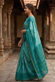 Turquoise Blue Sungudi Cotton Saree 10078019