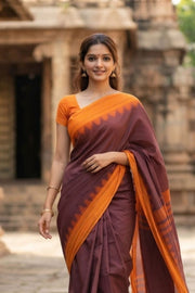 Dual Tone Pink Handloom Korvai Kanchi Cotton Saree 10069394