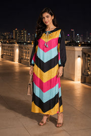 Multi Colour Printed Vegan Charmeuse Silk Dress 10077264