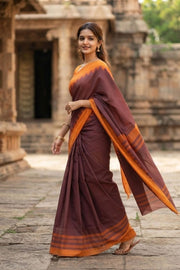 Dual Tone Pink Handloom Korvai Kanchi Cotton Saree 10069394