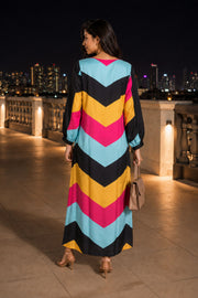 Multi Colour Printed Vegan Charmeuse Silk Dress 10077264