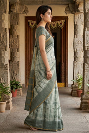 Sage Green Sungudi Cotton Saree 10078018
