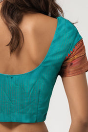 Blue Narayanpet Silk Blouse 10074445