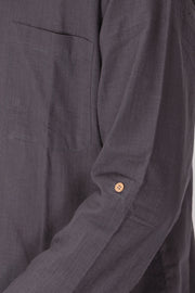 Grey Full Sleeve Slub Cotton Solid Style Men's Kurta 10074254