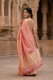 Pink Banarasi Tissue Silk Saree 10074282
