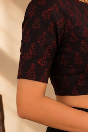 Maroon Indigo Hand Block Print Cotton Blouse 10078151