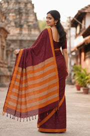 Maroon Handloom Kanchi Cotton Saree 10065324