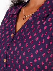 Purple Hand block Printed Women Sleevless Shirt 10077180
